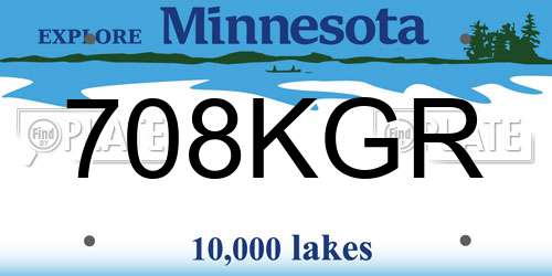 708KGR Minnesota License Plate
