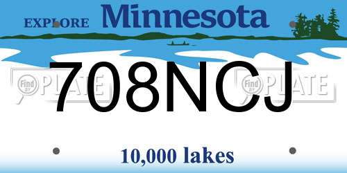 708NCJ Minnesota License Plate