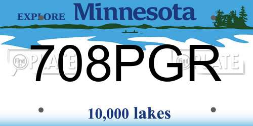 708PGR Minnesota License Plate