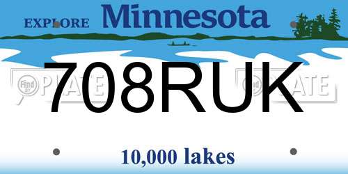 708RUK Minnesota License Plate