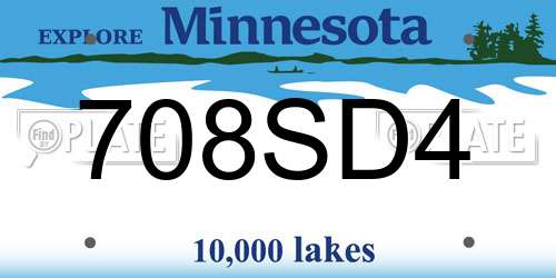 708SD4 Minnesota License Plate