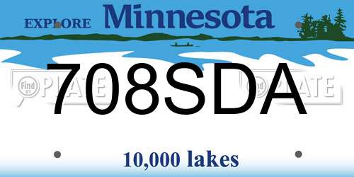 708SDA Minnesota License Plate