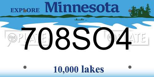 708SO4 Minnesota License Plate