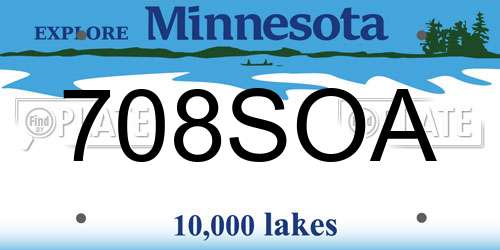 708SOA Minnesota License Plate