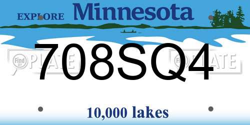 708SQ4 Minnesota License Plate