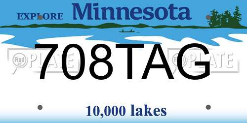 708TAG Minnesota License Plate