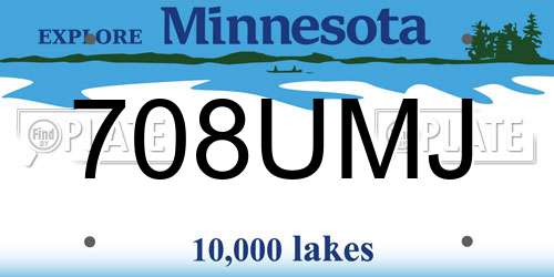 708UMJ Minnesota License Plate
