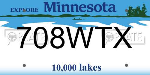708WTX Minnesota License Plate