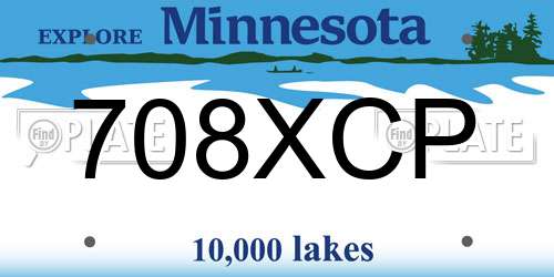708XCP Minnesota License Plate