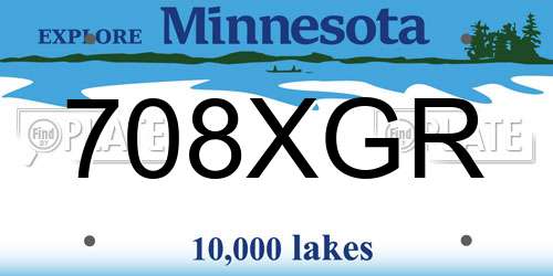 708XGR Minnesota License Plate