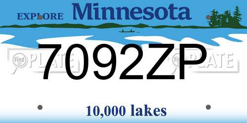 7092ZP Minnesota License Plate