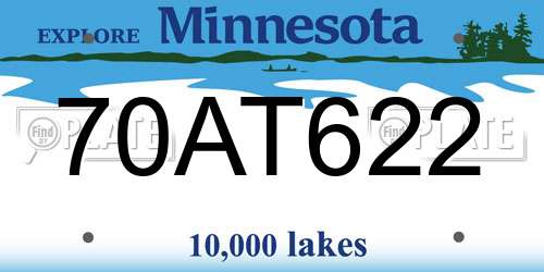 70AT622 Minnesota License Plate