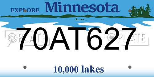 70AT627 Minnesota License Plate