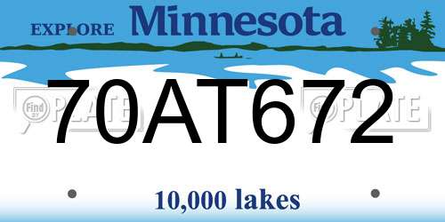 70AT672 Minnesota License Plate