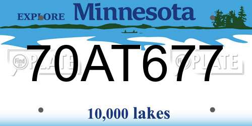 70AT677 Minnesota License Plate