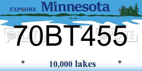 70BT455 Minnesota License Plate