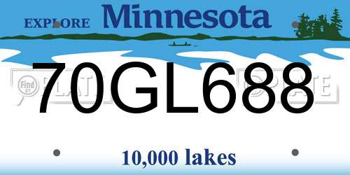 70GL688 Minnesota License Plate
