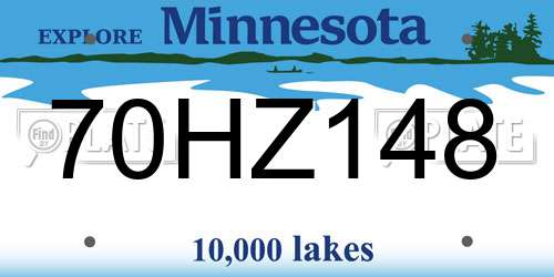 70HZ148 Minnesota License Plate