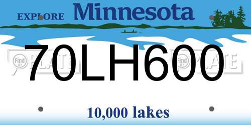 70LH600 Minnesota License Plate