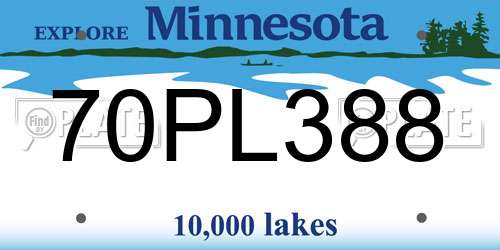 70PL388 Minnesota License Plate