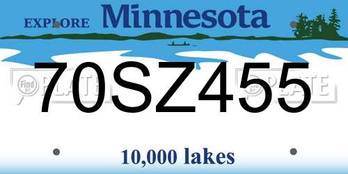 70SZ455 Minnesota License Plate