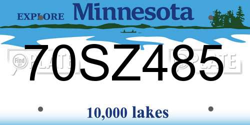 70SZ485 Minnesota License Plate