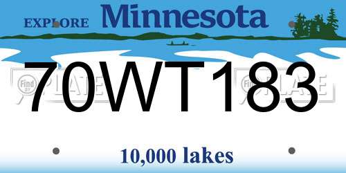 70WT183 Minnesota License Plate