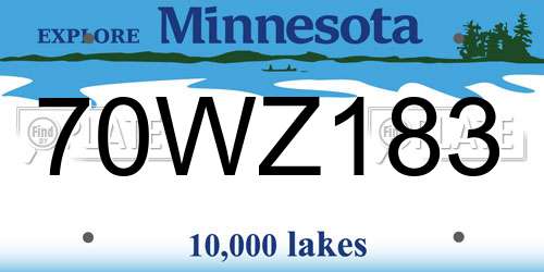 70WZ183 Minnesota License Plate
