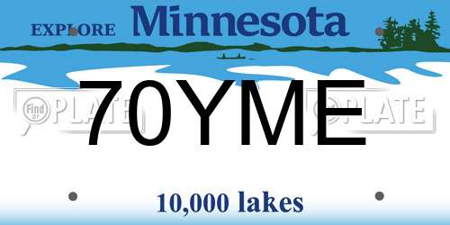 70YME Minnesota License Plate