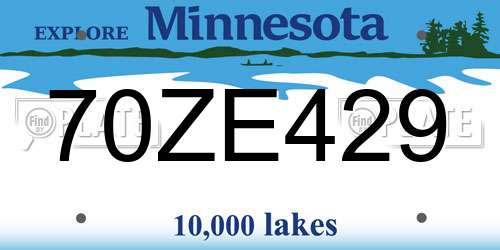70ZE429 Minnesota License Plate