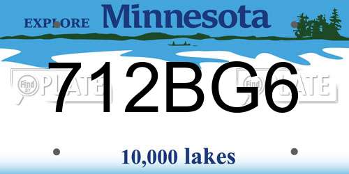 712BG6 Minnesota License Plate