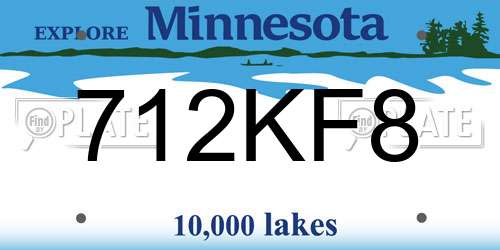 712KF8 Minnesota License Plate