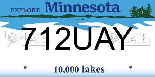 712UAY Minnesota License Plate