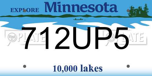 712UP5 Minnesota License Plate