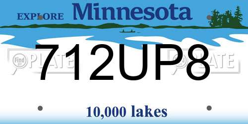 712UP8 Minnesota License Plate