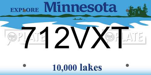 712VXT Minnesota License Plate