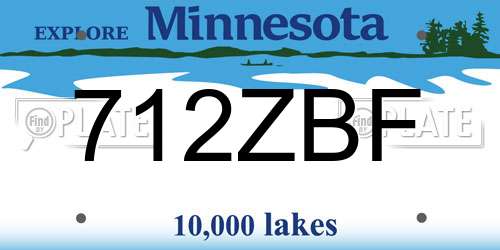 712ZBF Minnesota License Plate