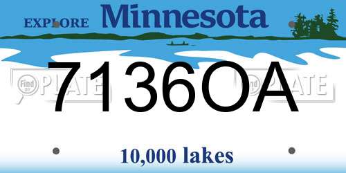 7136OA Minnesota License Plate