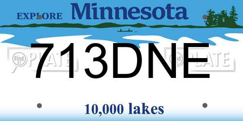713DNE Minnesota License Plate