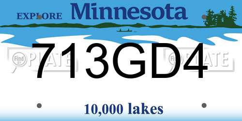 713GD4 Minnesota License Plate