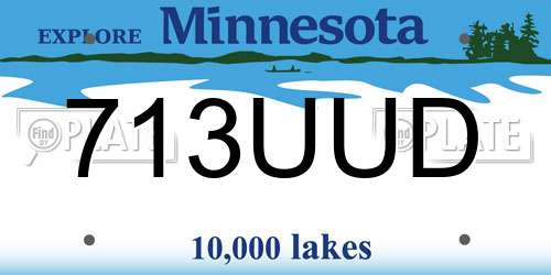 713UUD Minnesota License Plate