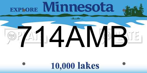 714AMB Minnesota License Plate