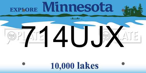 714UJX Minnesota License Plate