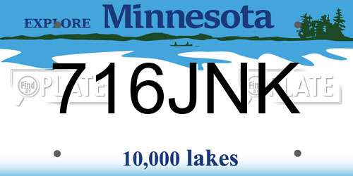 716JNK Minnesota License Plate