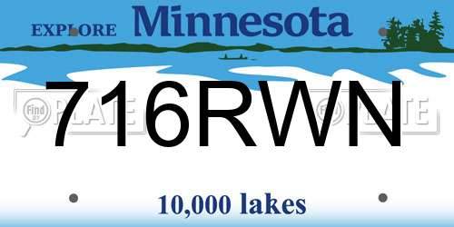 716RWN Minnesota License Plate