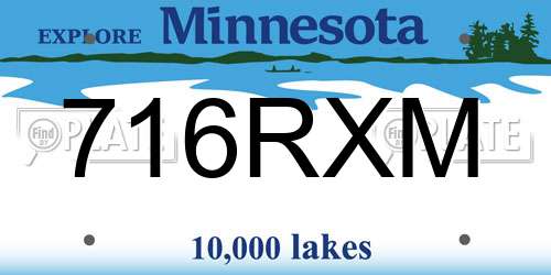 716RXM Minnesota License Plate