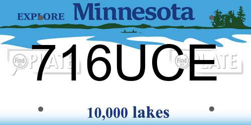 716UCE Minnesota License Plate