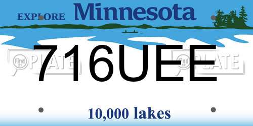 716UEE Minnesota License Plate