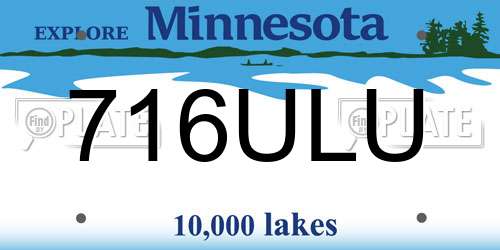 716ULU Minnesota License Plate
