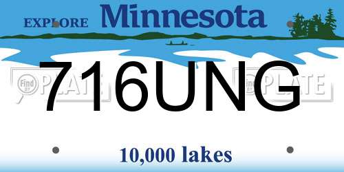 716UNG Minnesota License Plate